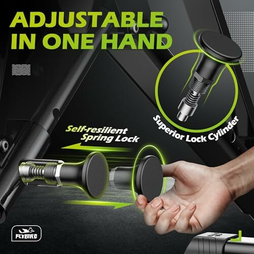 Hand adjusting exercise bench with superior lock cylinder and self-resilient spring lock.